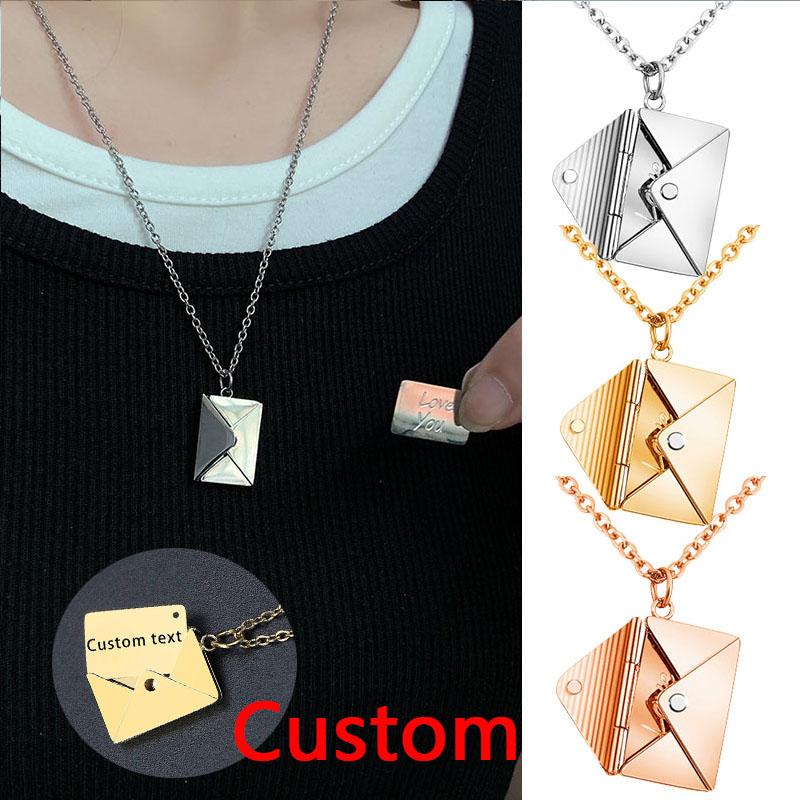 

Pendant Necklaces Custom Name Necklace Love Letter Envelope Stainless Steel Jewelry Year Gift Send Content Via ChatPendant NecklacesPendant