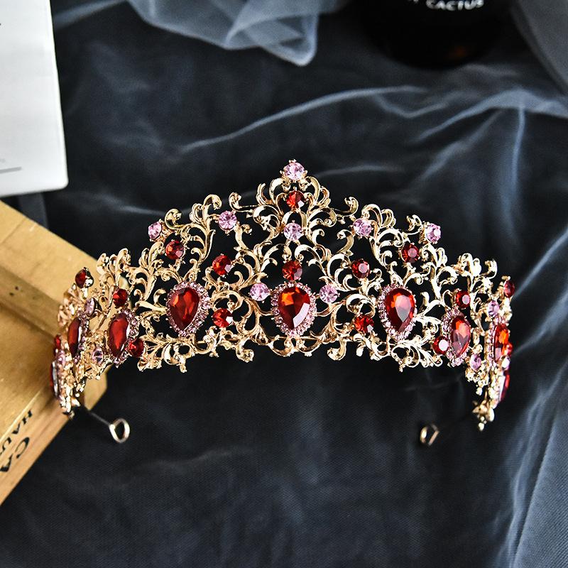 

Hair Accessories Girls' Crown Headdress Wedding Dress Fairy Beauty Temperament Luxury Toast Clothing AccessoriesHair, Rose red