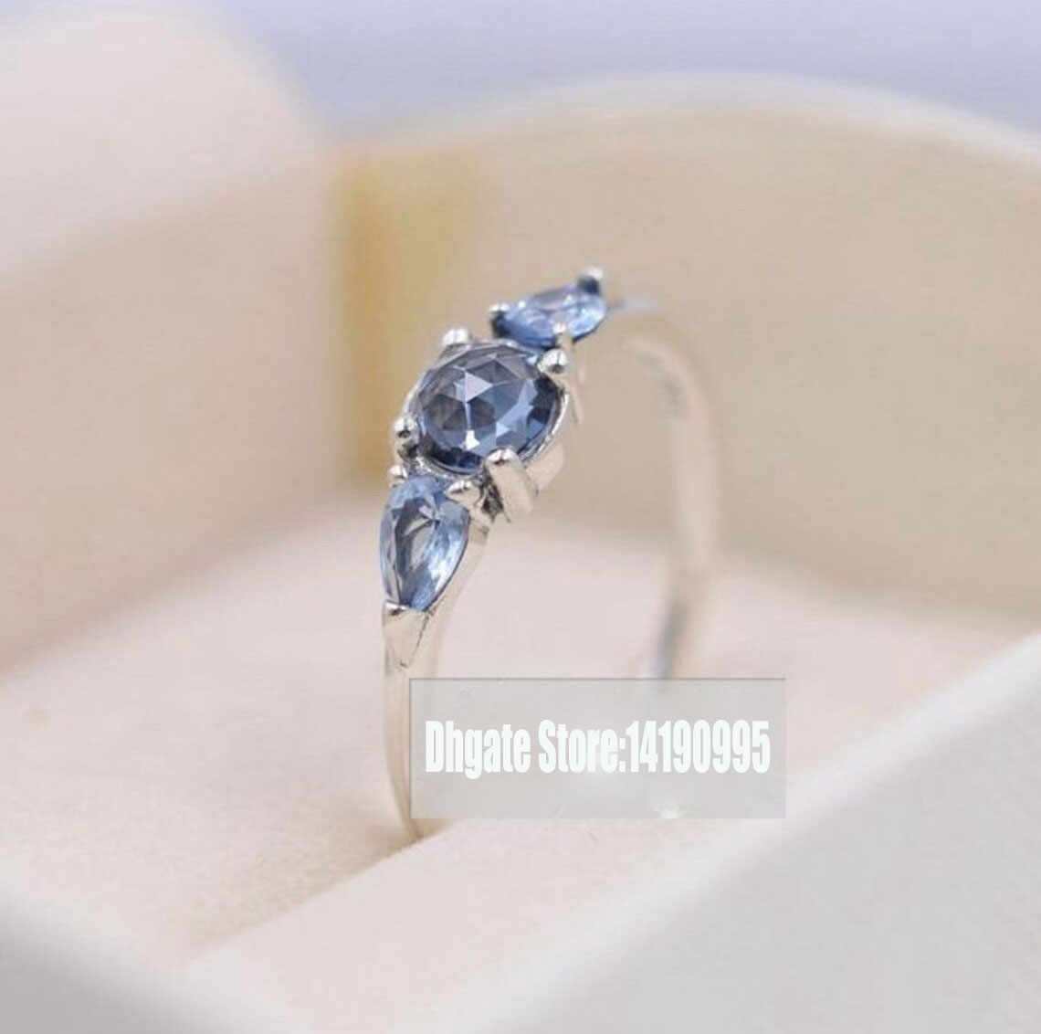 925 Sterling Silver Patterns of Frost Moonlight Blue Cz Ring Fit Pandora Jewelry Engagement Wedding Lovers Fashion Ring-image-760448233