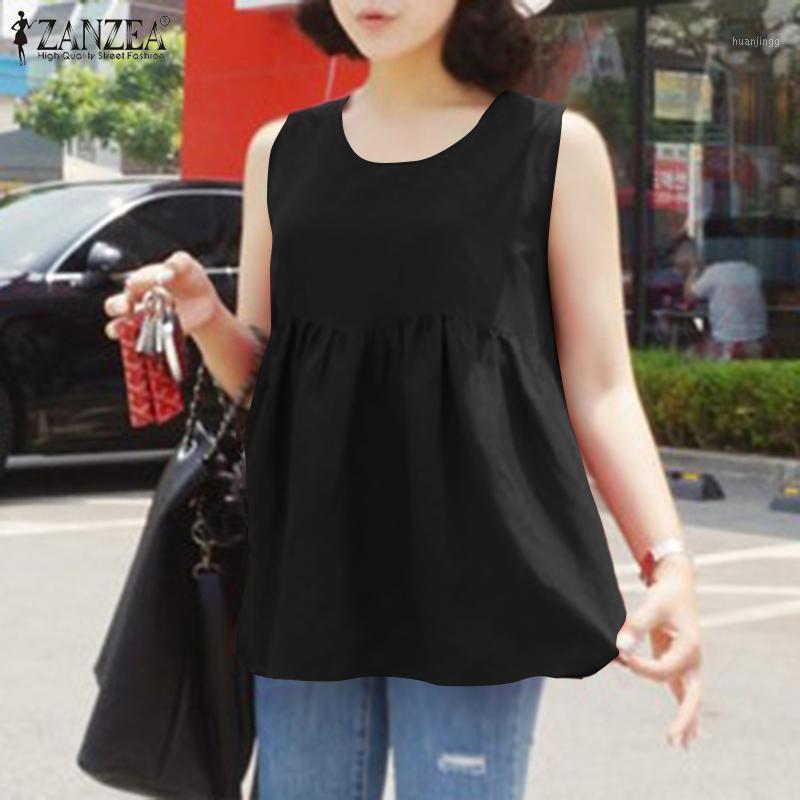 

Women's Blouses & Shirts Elegant Solid Tank Tops Summer 2022 Casual Sleeveless Pleated Blusa Female O Neck Tunic Plus Size Chemise, Pink