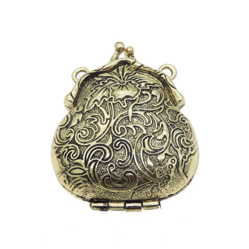 

Pendant Necklaces GraceAngie 2PCS Charms Antique Bronze Purse Shape Flower Pattern Locket Alloy Pendants Vintage Jewelry 54 45MM Open&Cl