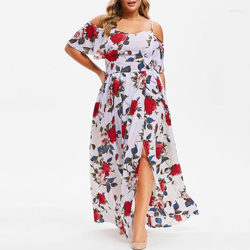 

Plus Size Dresses Summer Lady Beach Robe Elegant Women Loose Maxi Dress Boho Floral Printed Short Sleeve Sexy Backless Split Jasp22, Ouweiyi3053 khaki