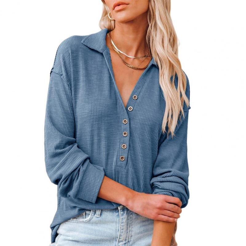 

Women' Blouses & Shirts Women Blouse Solid Color Lapel Autumn Winter Single-breasted Half Cardigan Long Sleeve Shirt Streetwear For Fashion, Beige