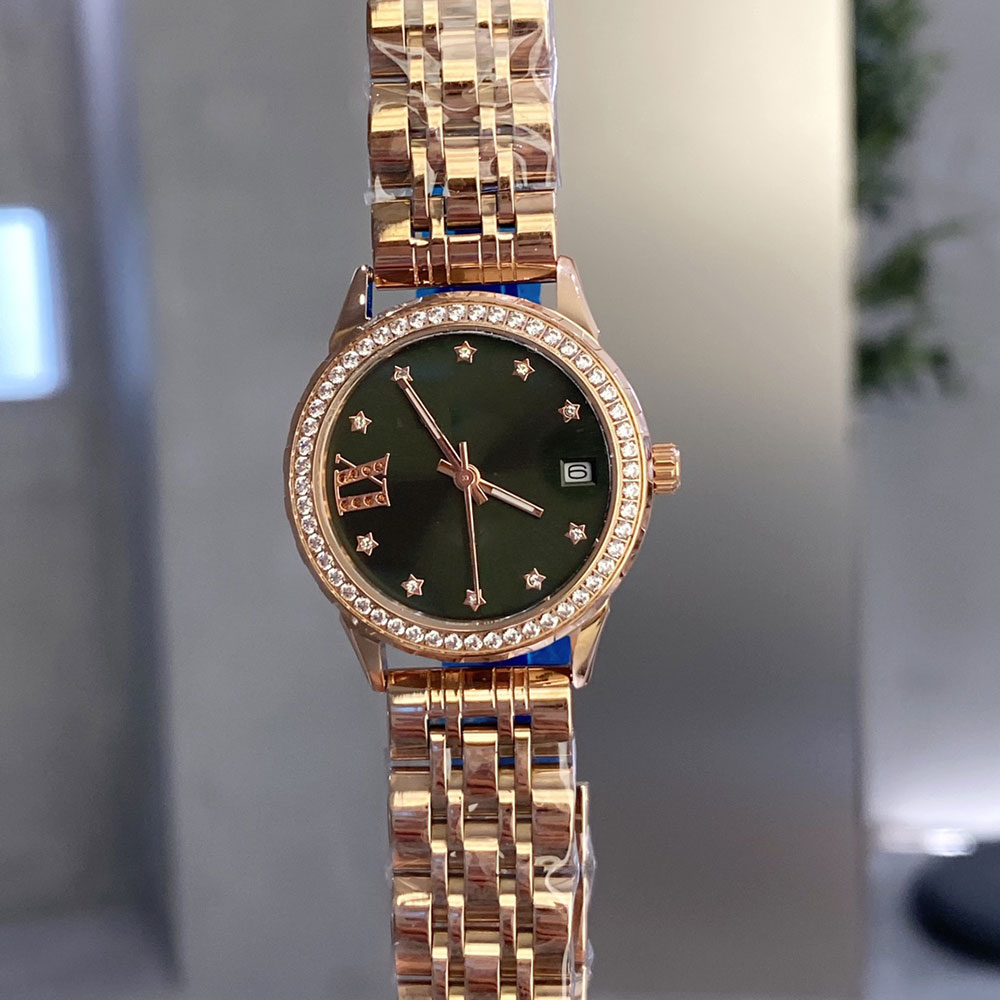 

Classic Ladies Watch 31mm Quartz Movement Watches Diamond Dial Stainless Steel Strap Life Waterproof WristWatch Gift for Women High-end Atmosphere, Color 1