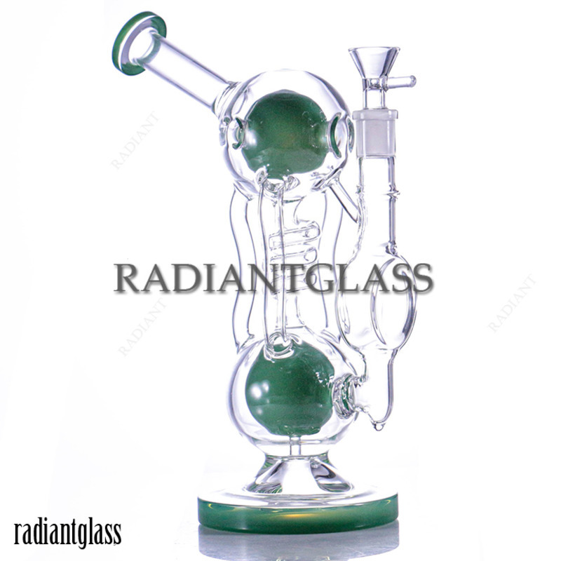 

Hookahs 9.7inches Recyclers Dab Rig Thick Glass Bong Showerhead Percolator 3-Arm Recycler Rigs Water Pipe With 14mm Female Bowl