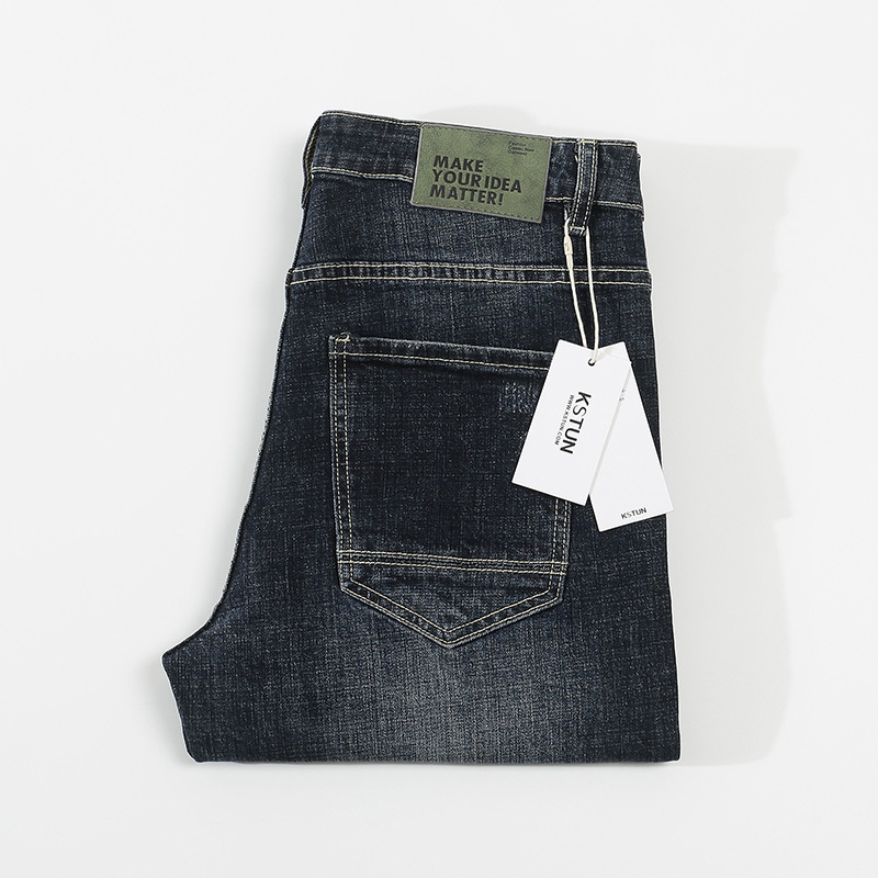 

Arrivals Jeans Men Quality Brand Business Casual Male Denim Pants Straight Fit Dark Blue Men's Trousers Yong Man Tall CX220401, Pg-6520