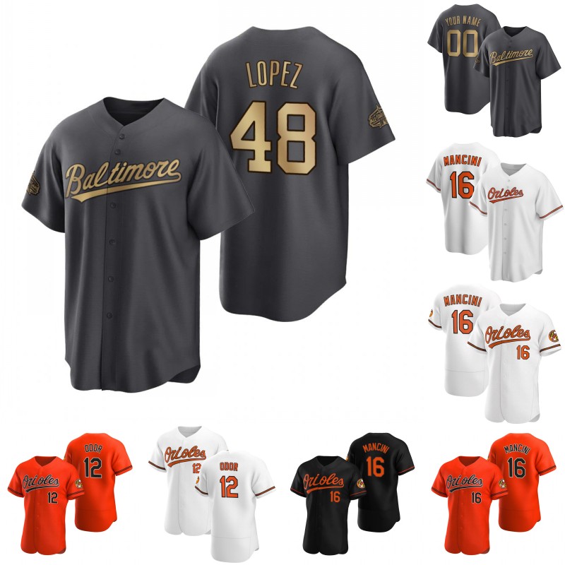 

#48 Jorge Lopez 2022 All-Star Game Baseball Jersey 12 Rougned Odor 16 Trey Mancini 21 Austin Hays 26 Ryan McKenna 31 Cedric Mullins 35 Adley Rutschman Baseball Jerseys, Mens cool base white