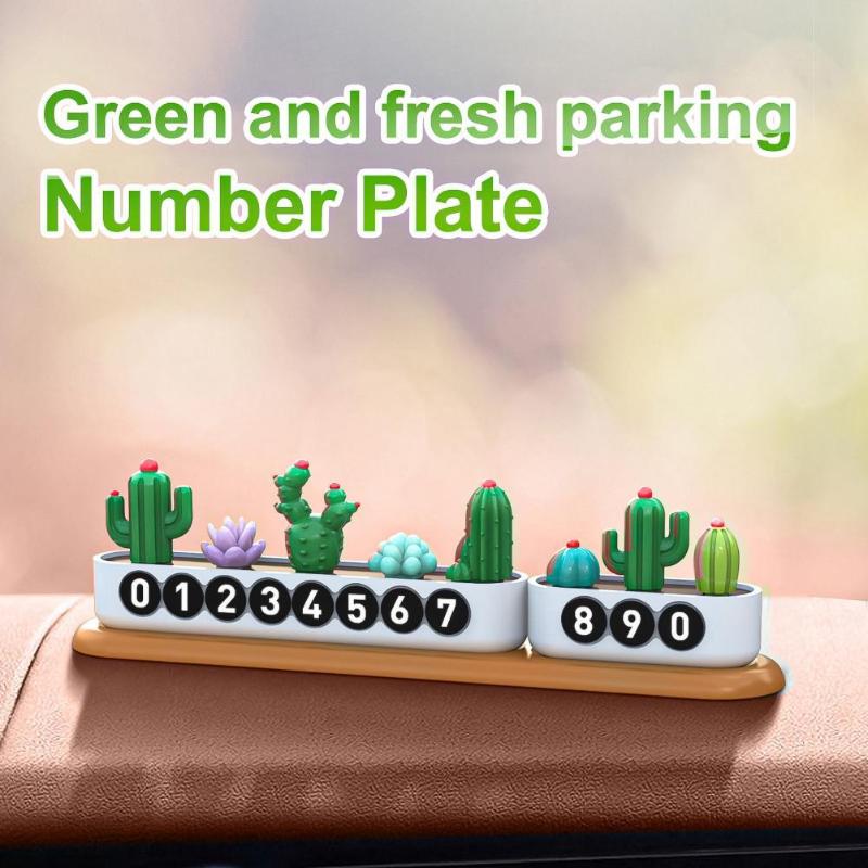 

Interior Decorations Temporary Car Parking Card Cute Cactus Design Removable Phone Number Plate For Vehicles