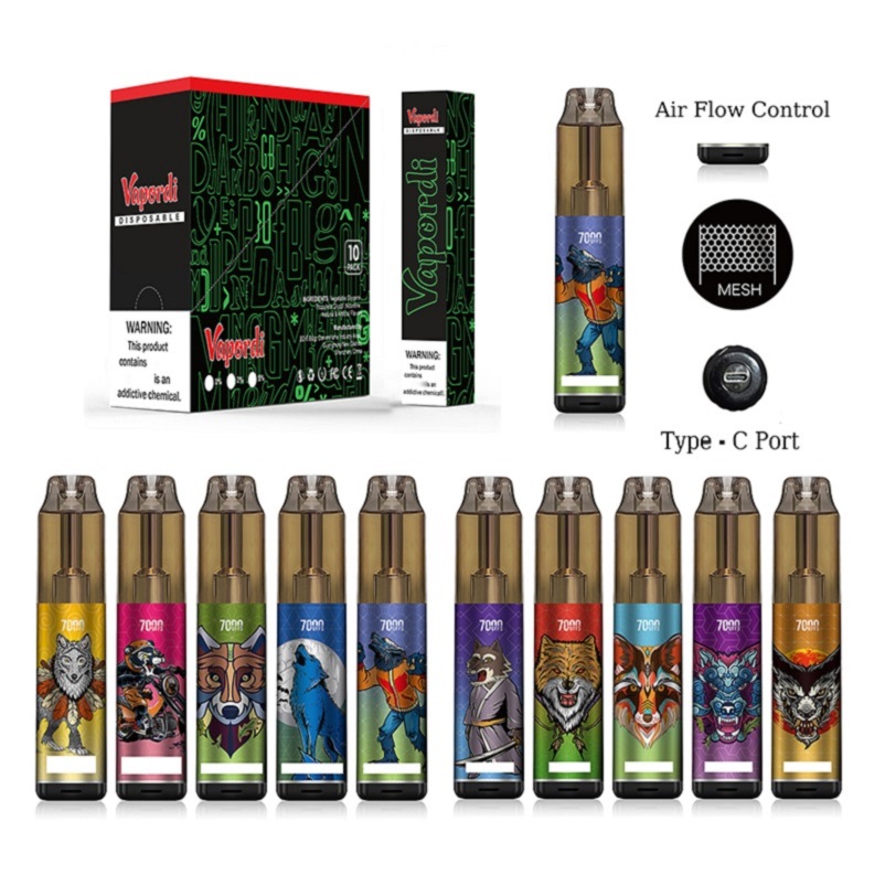 

Authentic Vapordi Float 7000 Puffs Disposable E cigarettes Powerful Battery 14ml Prefilled Cartridge Mesh Coil RGB light Pen European door-to-door tax included