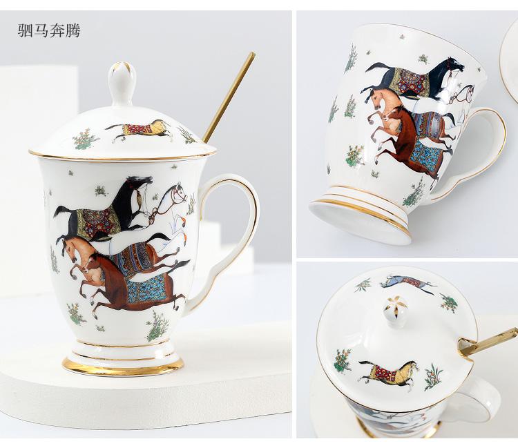 

Mugs Bone China Porcelain Coffee Cups Cute Large Capacity 500ML Drinkware Birthday Gift Room DecorationMugs, Mug with lid