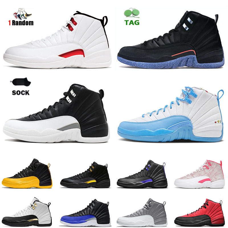 

Top Quality Mens Designer Jumpman 12 OG Basketball Shoes Size 47 Playoff Royalty 12s Royal Blue Black Taxi OVO White Dark Concord Off Womens Jordens Sneakers, B39 stealth 40-47