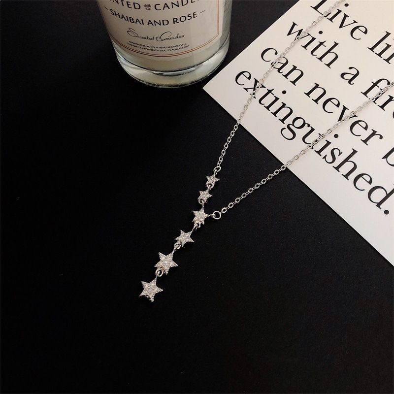 

S925 Sterling Silver Star Pearl Trend Korean Version of The Five-pointed Star Clavicle Chain Simple Temperament Niche Design