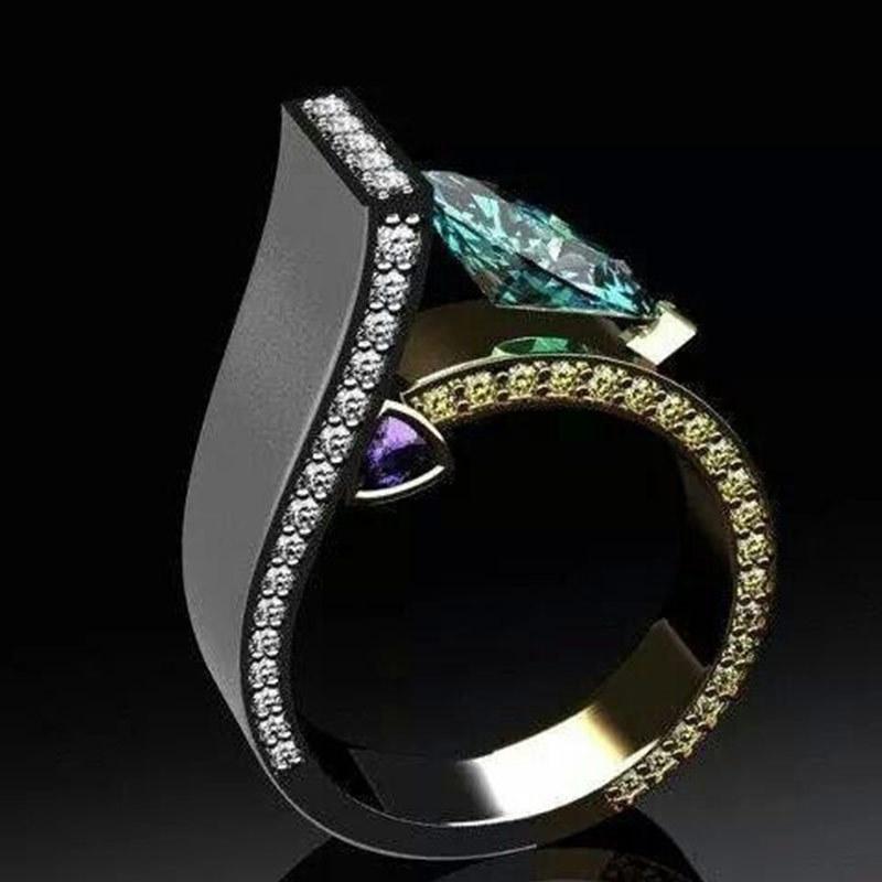

Wedding Rings Personality Creative Design Women Engagement Modern Blue Inlaid Natural Stone Ring Banquet Party RingWedding