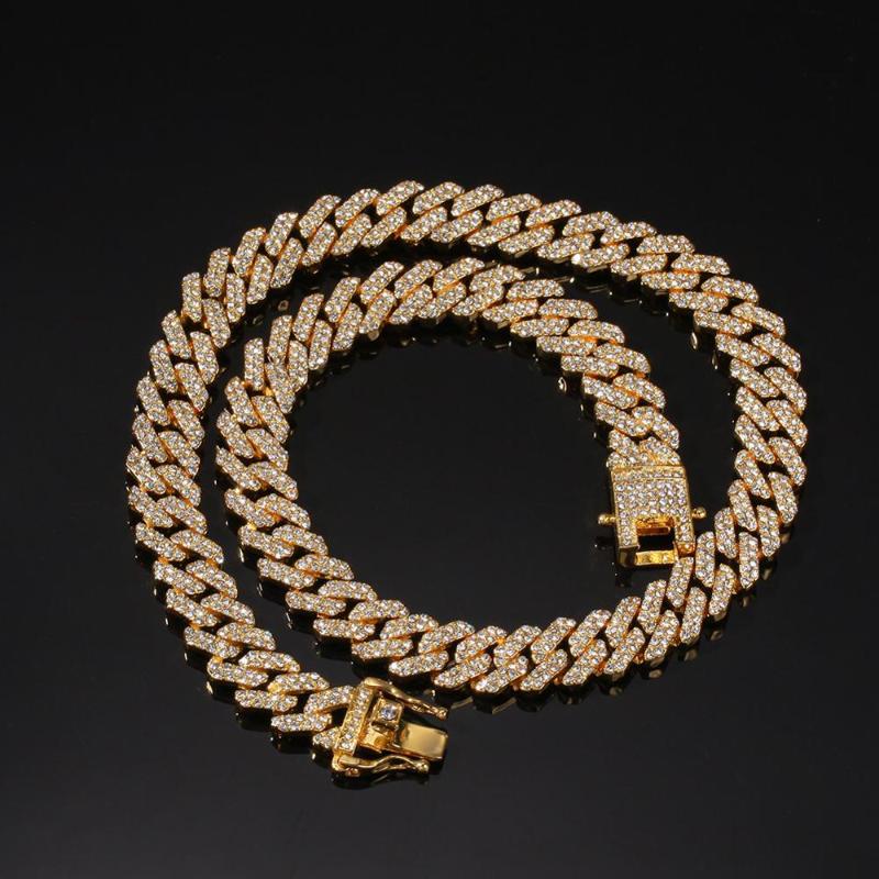 

Chains Hip Hop Full Austrian Rhinestone Paved Bling Iced Out Geometric Rhombus Link Chain Necklace For Men Rapper JewelryChains