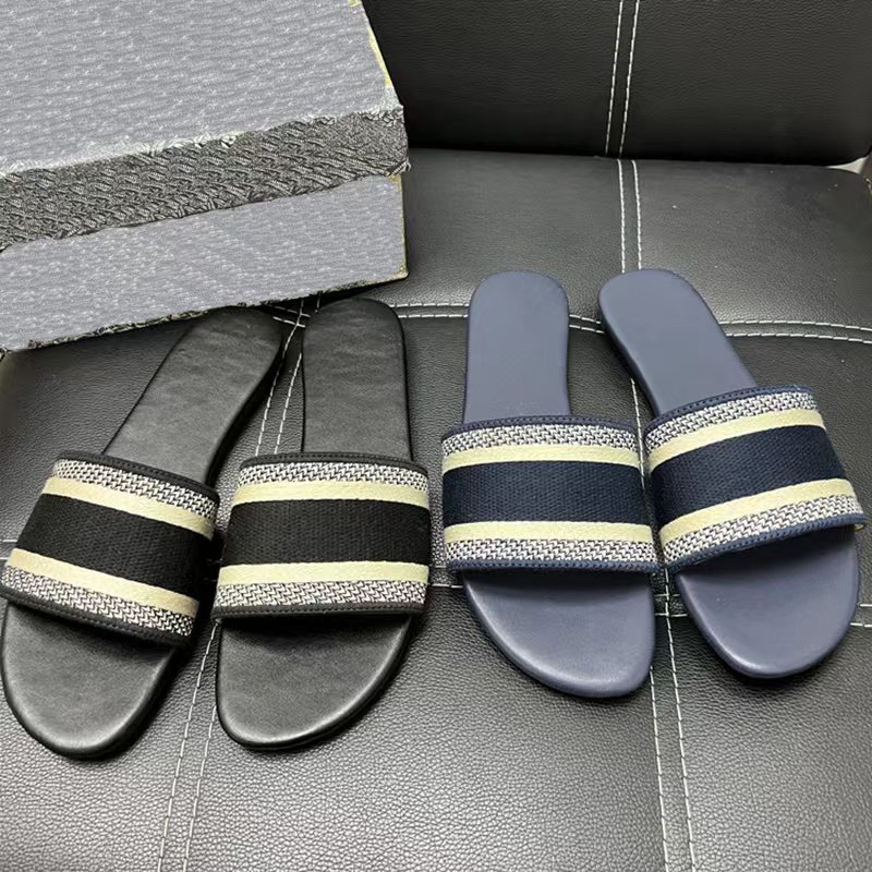 

2022 Paris Embroidered Dazzle Luxury Designer dways Slippers Men Women sandal Slides Wear Summer Beach Stripes Casual Flip Flops Loafers Sexy Embroidered shoes, 10