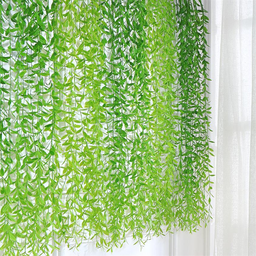

10pcs Planta Artificial Plants Tropical Willow Leaf Leaves Hangging Vine For Diy Weding Decoration Garden Home Decor Accessories P236b, 10 pieces per pack