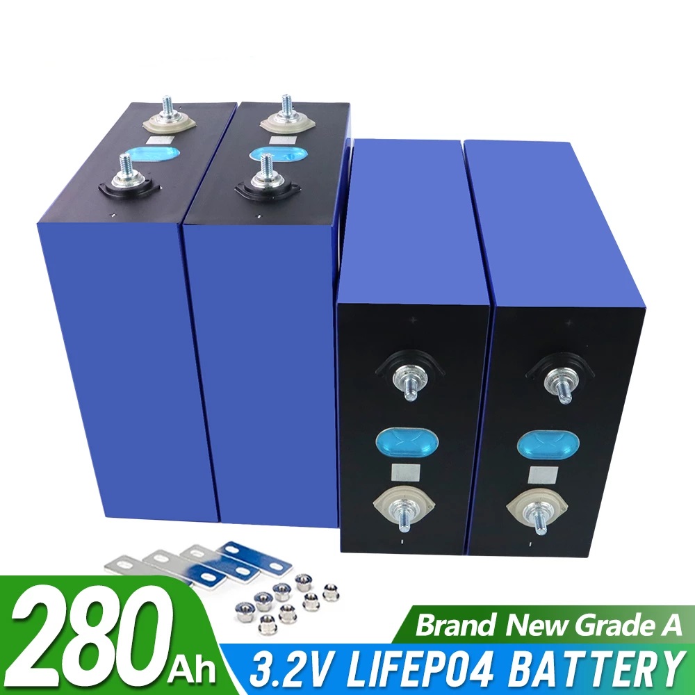 

Grade A 3.2V 280Ah Lifepo4 Battery DIY 12V 24V 48V 300AH Rechargeable Batteries Pack for RV Boat Golf Cart Solar Storage System
