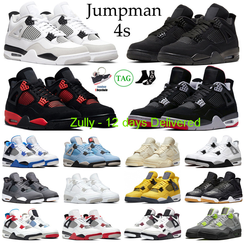 

with original box 3 days ship Jumpman 4 Basketball Shoes Men Women 4s Military Black Red Thunder White Oreo Black Cat University Blue Bred S, #24