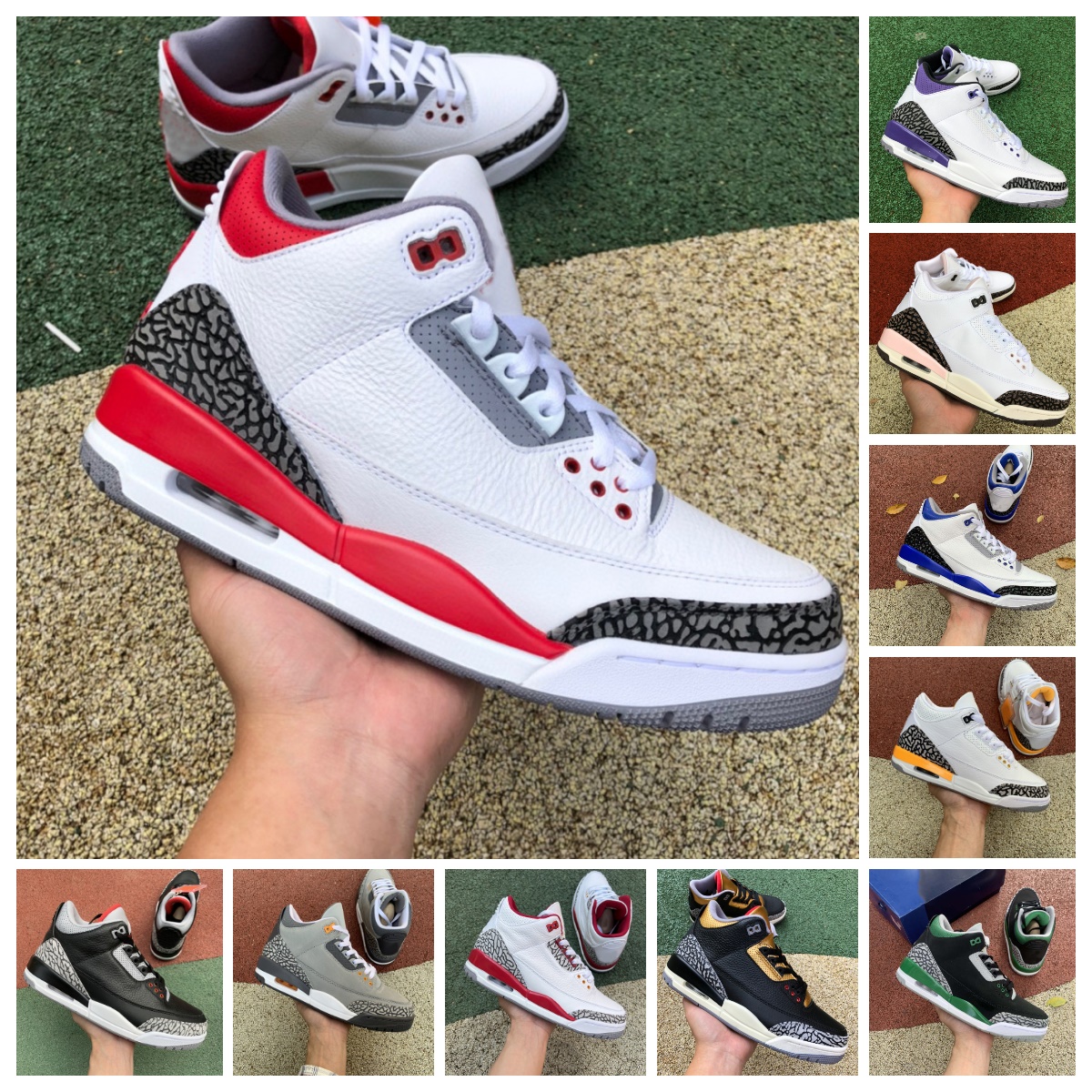 

Jumpman Fire Red 3 3s Basketball Shoes Neapolitan Dark Mocha Midnight Navy Racer Blue Fragment Unc Court Purple Cool Grey Pine Green Black Cement Mens Sports Sneakers, Bubble package bag