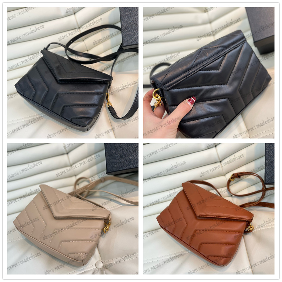 

Loulou Toy Puffer Quilted Leather Crossbody Bag Womens V-shape Luxury Chain Small Medium Shoulder Bag Golden-toned Desginer Flap Cream Beige Chain-link