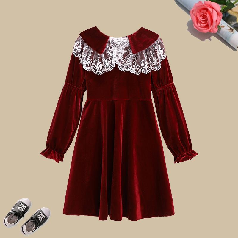 

Girl's Dresses Baby Girls For Kids Clothes Fashion Christmas Party Velvet Teens Princess Dress Vestidos 6 8 10 12 Years Children RobeGirl's, Black