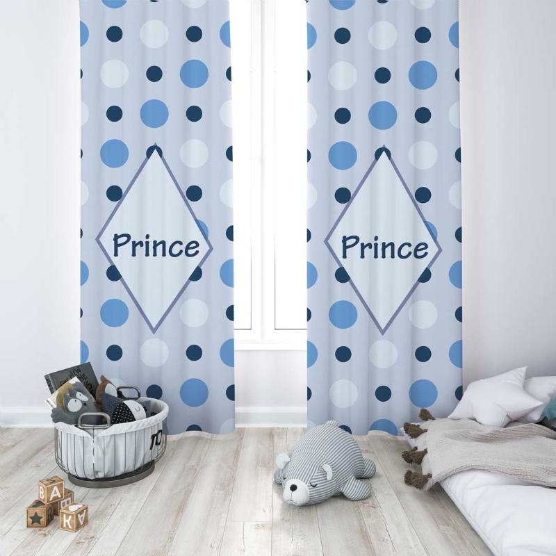 

Curtain & Drapes Dot Pattern Prince Theme Baby Boy Kids Room Special Design Canopy Hook Button Blackout Jealous Window Bedroom, 65x135 cm ( 1 pcs)