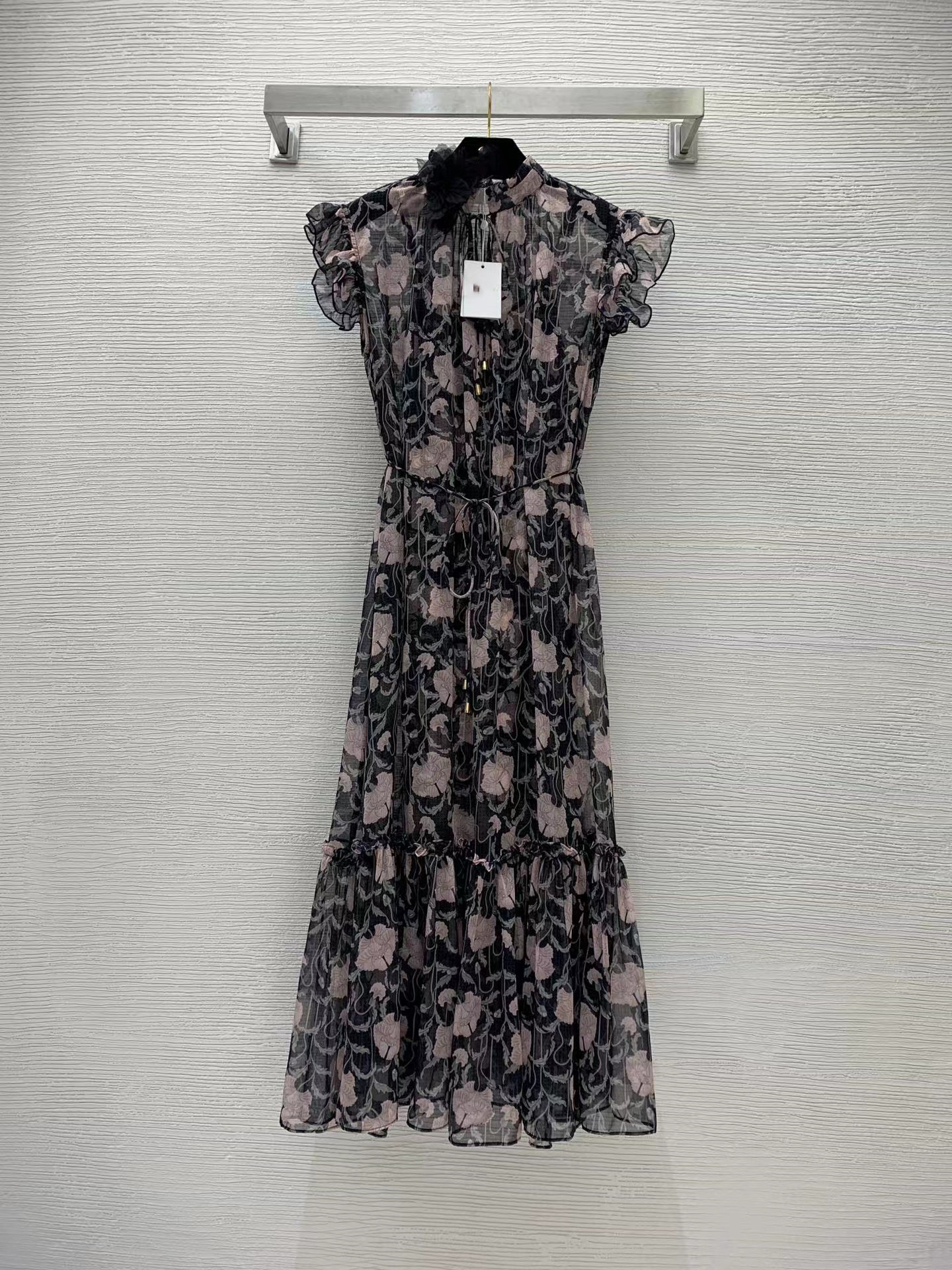 

Street Style Dresses 2022 Autumn Stand Collar Sleeveless Print Fashion Milan Runway Dress Designer Brand Same Style Women' 0816-03, Multi