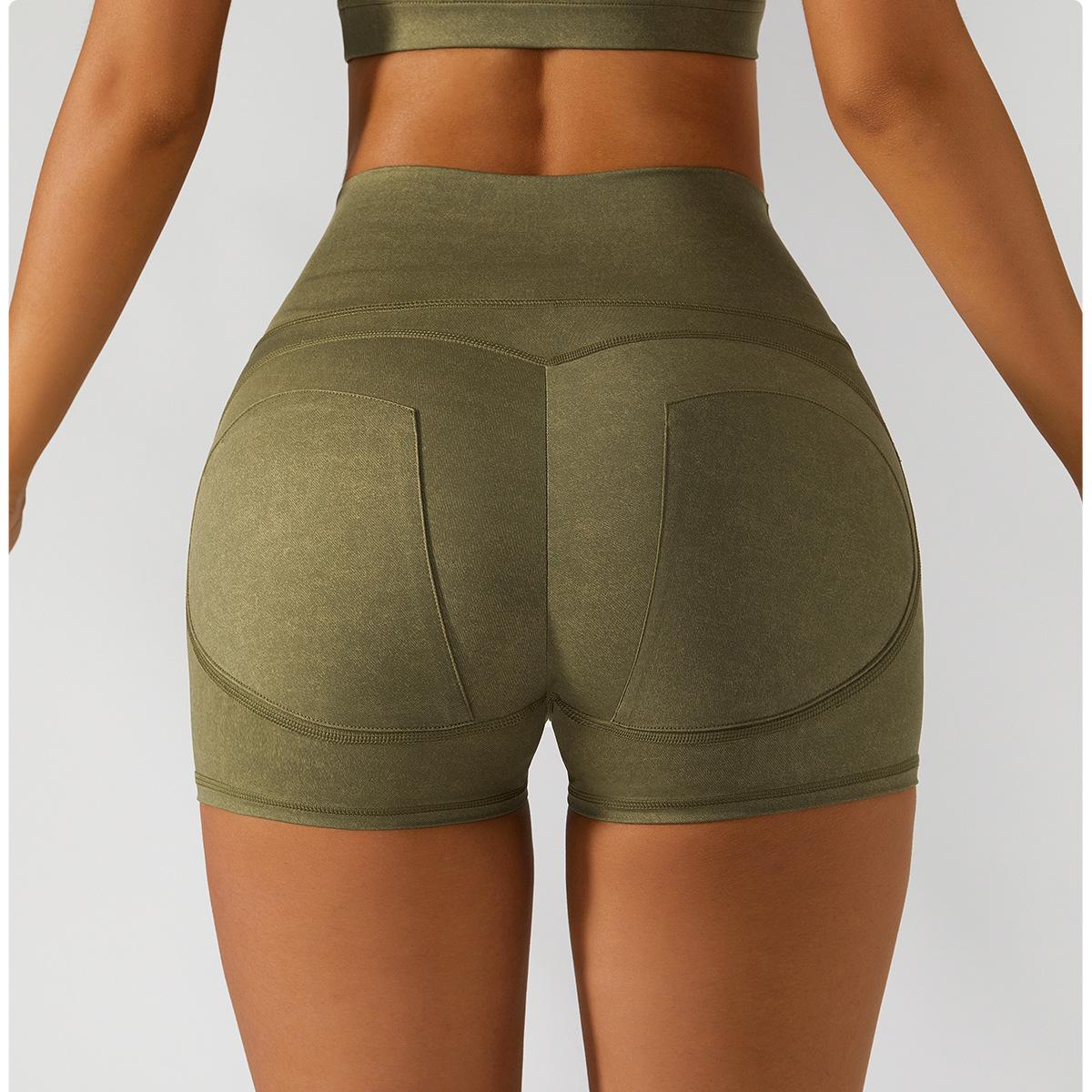 

Yoga Shorts New Imitation Denim Nude Feel Hip Lifting Slim Fit Sports Shorts Tights Womens Running Dance Fitness Pants Women, Cardamom purple