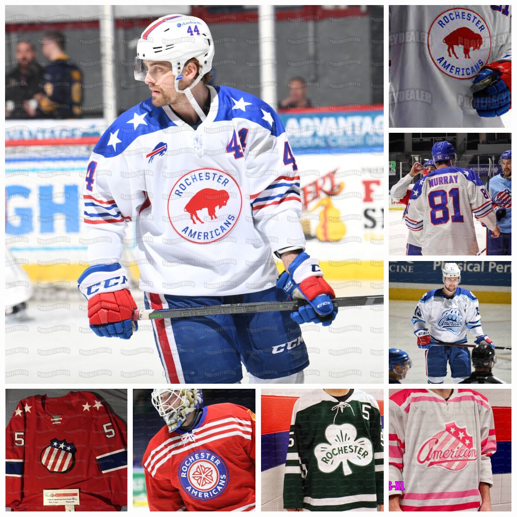 

2022 Rochester Americans Bills Day Jersey 77 John Peterka 22 Jack Quinn 72 Ryan MacInnis 81 Brett Murray 25 Arttu Ruotsalainen 26 jobst 7 Prow (A) 11 Kevin Porter(C), White mens s-3xl
