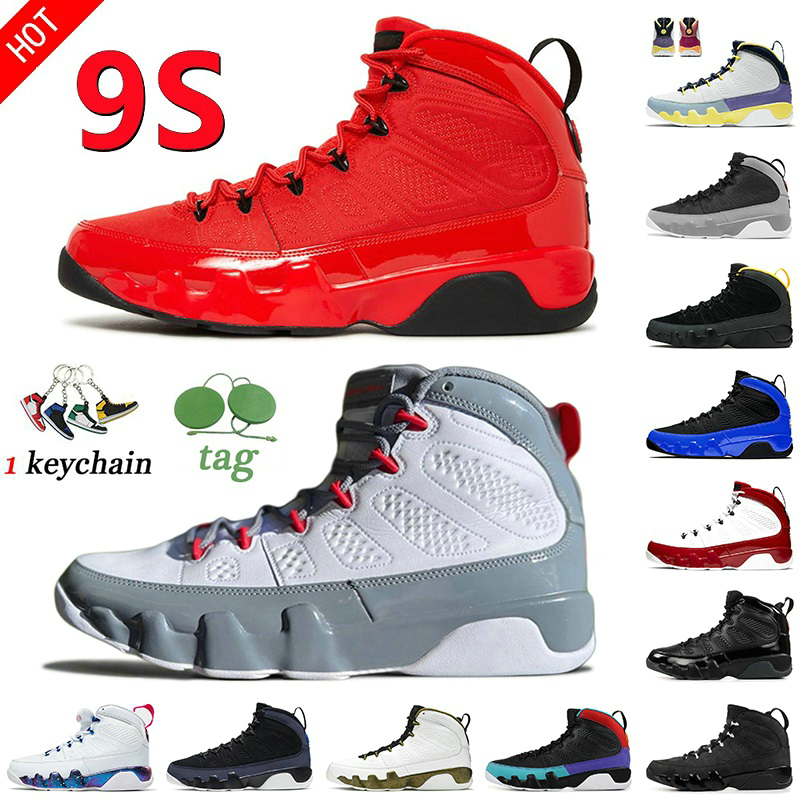 

Particle Cool Grey Chile Fire Red Men Basketball Shoes 9 Dark Charcoal University Gold Change The World 9s Barons UNC Space Jam Sports Sneakers Bred Racer Blue sz 7-13, 9s race blue