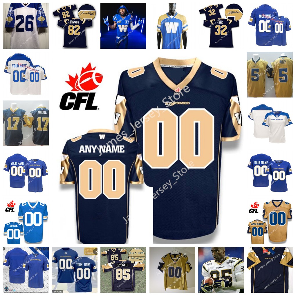

Custom CFL Winnipeg Blue Bombers football Jersey 44 Shayne Gauthier 7 Mercy Maston 19 Kyrie Wilson 37 Brandon Alexander 21 Nick Hallett 23 Noah Hallett 38 Mike Hampton