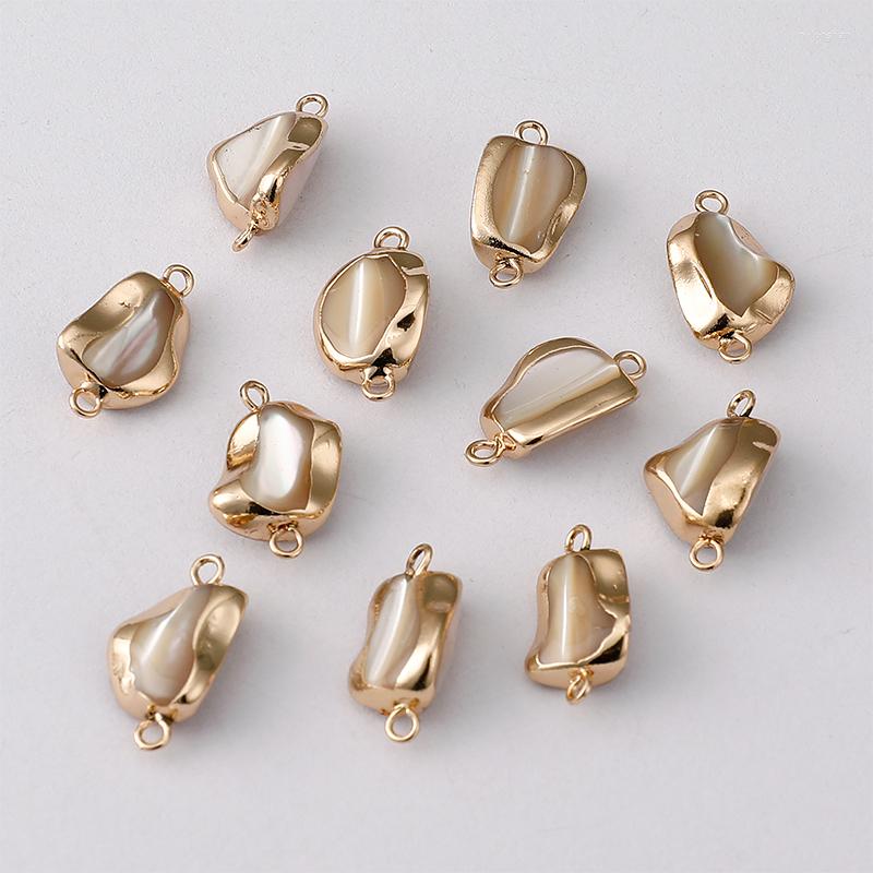 

Charms Gold-plated Double Hanging Edging Natural Abalone Shell Earrings DIY Handmade Materials Ear Clip Pendant AccessoriesCharms