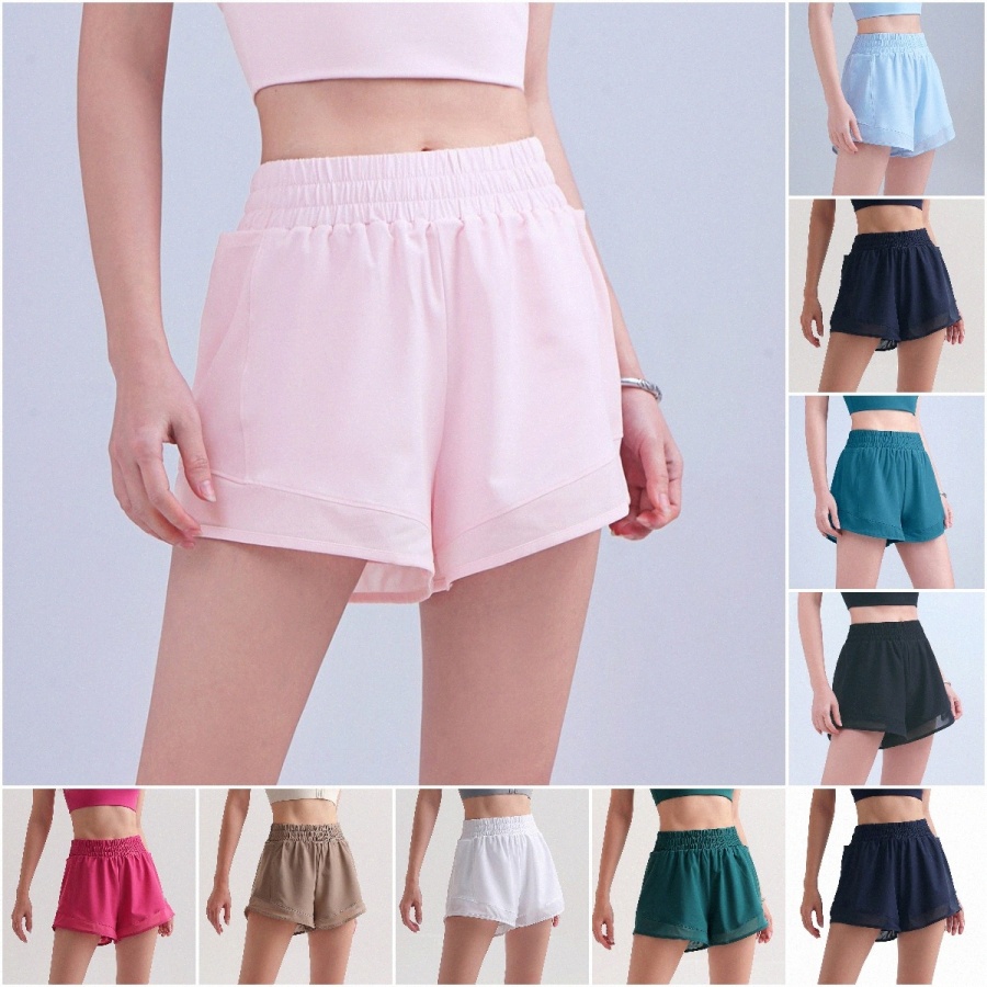 

yoga legging strawberry milkshake shorts Womens pink anti-light Gym fitness skirt outdoor breathable solid color shorts feeling quick-drying S-XL, This option does no ship