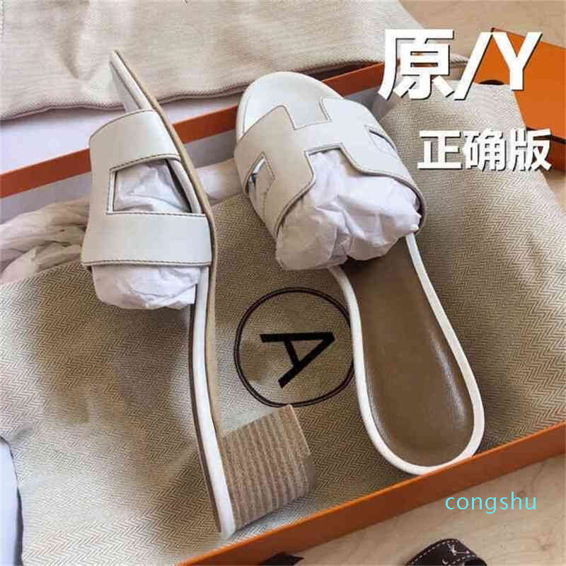 slides slippers lovers herme sandals High version of H family women's summer 2022 new versatile color matching leather 3QUQ