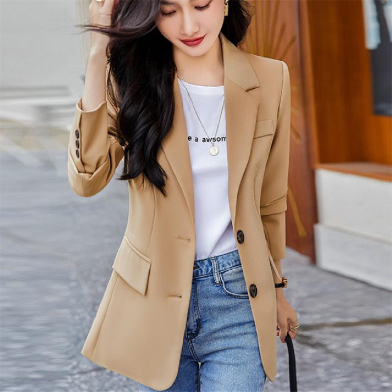 

Women' Suits & Blazers Spring British Fashion Suit Women Blazer Jacket Summer Loose Solid Ladies Office OL Professional Jackets FemaleWomen, Blue