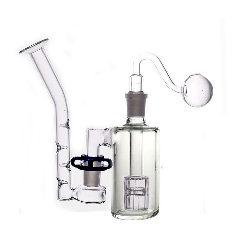 

Glass Oil Burner Bong Hookahs 3 In 1 Glass Bong with J-hook Adapter Recycler Dab Rig Ash Catcher Bong with 14mm Male Oil Burner Pipes