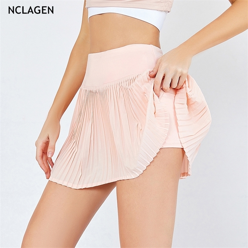 

NCLAGEN YogaSports Skirt And Shorts Running Fitness JK Lined Workout Clothes Women Exercise Athletic Active GYM bottoms 220704, Pink