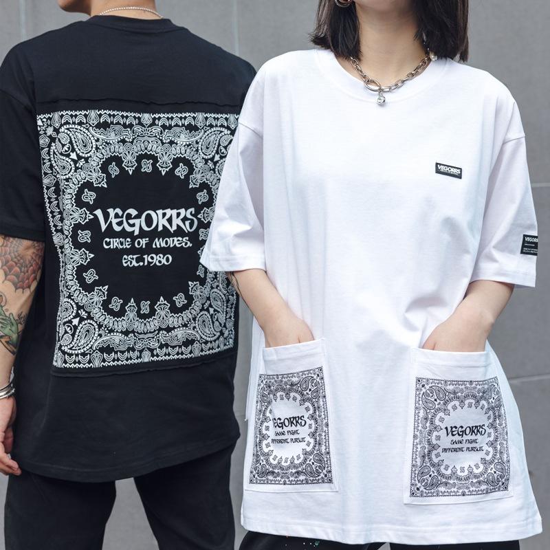 

Men's T-Shirts 2022 Spring And Summer Products European American Street Dark Hip-Hop Fashion Short-Sleeved Cashew Flower T-Shirt Men, Black