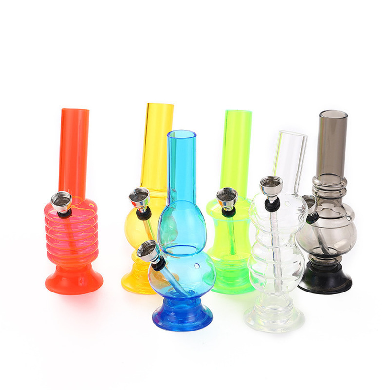 

Mini 160mm Various Slim Acrylic Bong Twist Bubble Water Pipe All Designs Hookah Shisha Smoking Metal Pipe Glass Bongs Bubblers