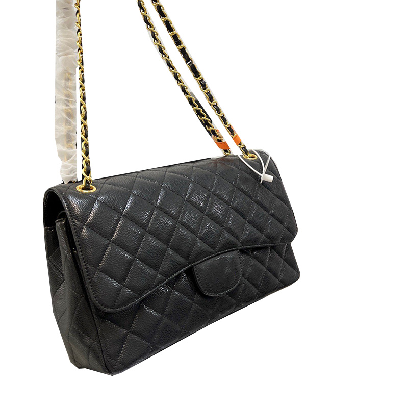 

2022Ss Vintage Classic Double Flap Jumbo Bags Calfskin Caviar Leather Multi Pochette Large Capacity Famous Luxury Designer Outdoor Sacoche Pochette Handbags 30CM, Box