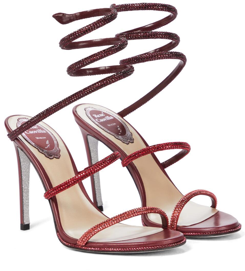 

Famous Cleo Crystal-embellished Strappy Sandals Shoes Women Renes High Heels Bridal Party Wedding Lady Caovillas Sexy Walking