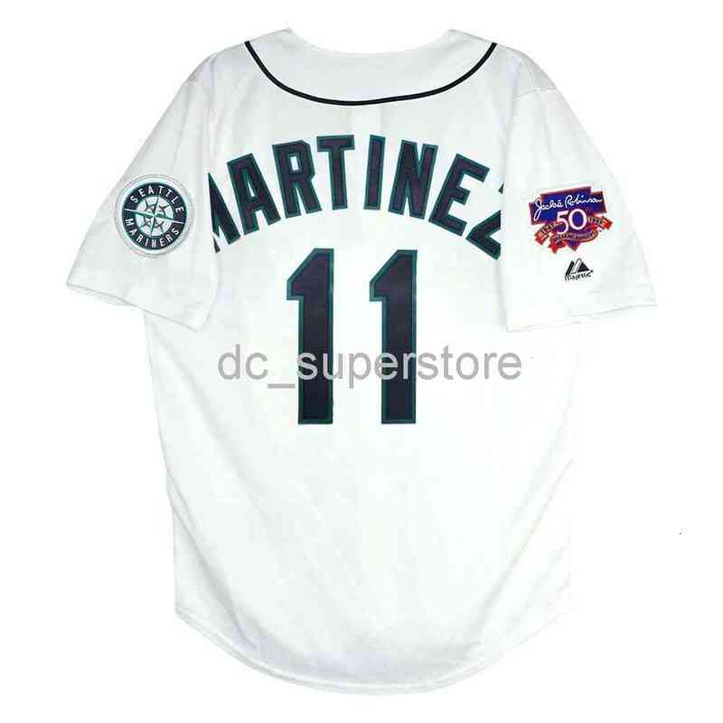 

Custom sewing Edgar Martinez Seattle 1997 Home Jersey w/ Jackie 50th Patch Men Women Youth Baseball Jersey -6XL, White