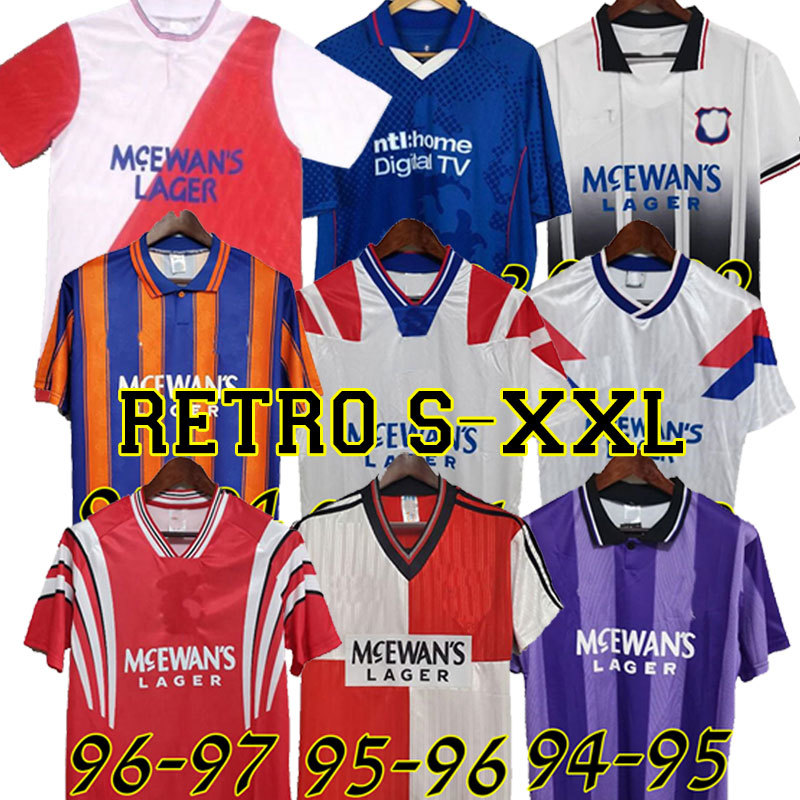 

Retro classic soccer jersey 1982 83 84 85 86 87 88 89 1990 91 92 93 94 95 96 97 98 2008 2009 Rangers home away GASCOIGNE MCCOIST football 99, 84-87