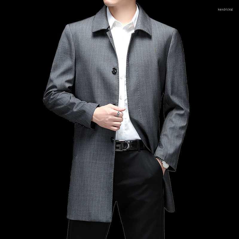 

Men's Wool & Blends Men Causal Business Jackets Coats Male Turn Collar Overcoat Mens Clothing Gray Brand Kend22