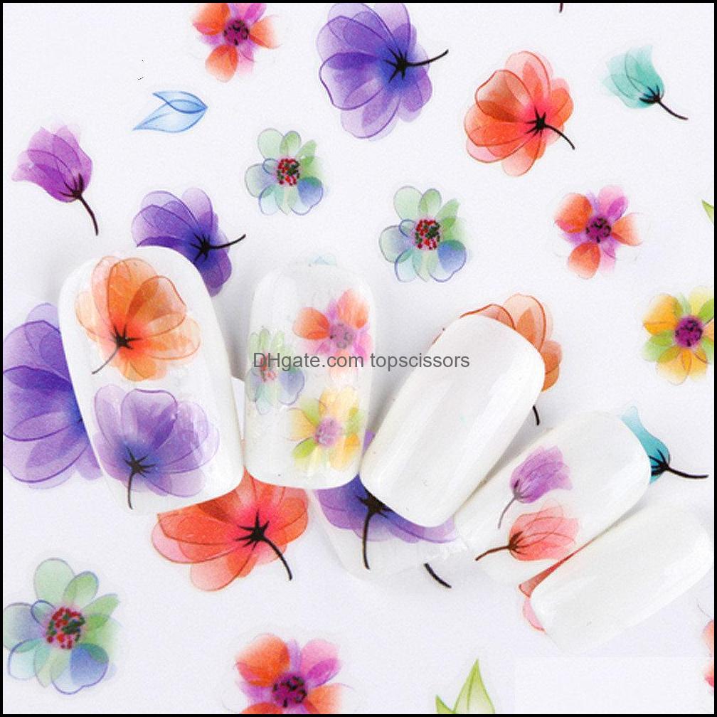 

Stickers Decals Nail Art Salon Health Beauty Diy Dandels Flower 3D Adhesive Transfer Sticker Decor Fresh Summer Flowers And Dandelion Nail, As picture