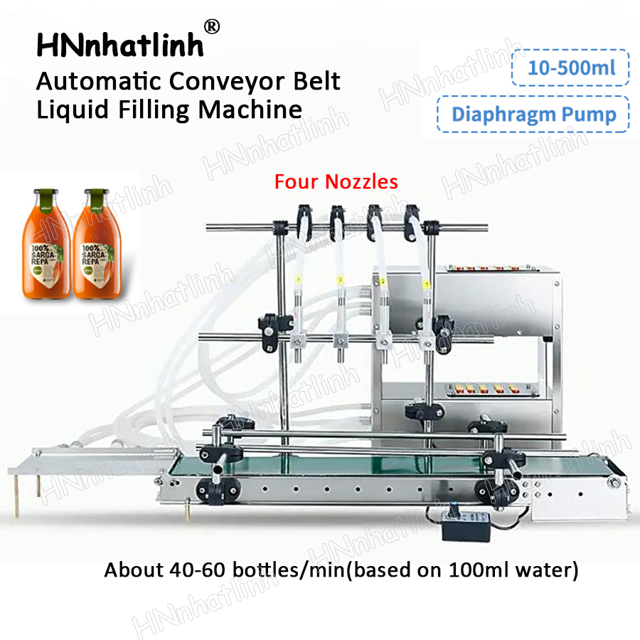 

Automatic Filling Machines T200A 4 Heads Diaphragm Pump Bottle Liquid with Conveyor Belt for Small Production Line