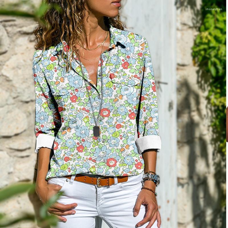 

Men's T-Shirts Vintage Floral Style Long Sleeve Women Blouses Printed Turn-down Collar Casual Loose Blouse Shirt LadiesMen's Imon22