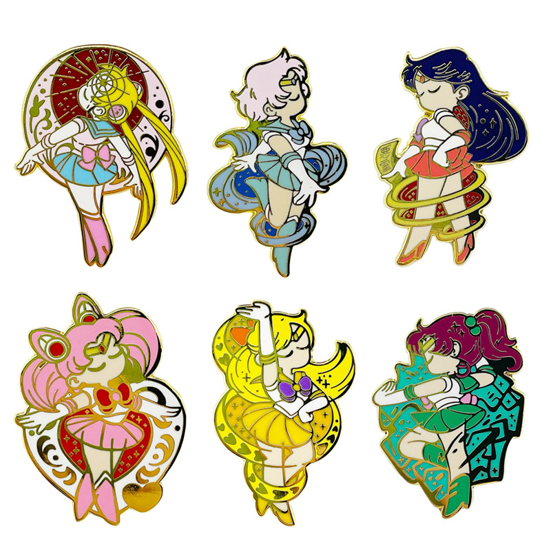 

Sailor moon Brooch Pins Enamel Metal Badges Lapel Pin Brooches Jackets Jeans Fashion Jewelry Accessories, Mixed colors