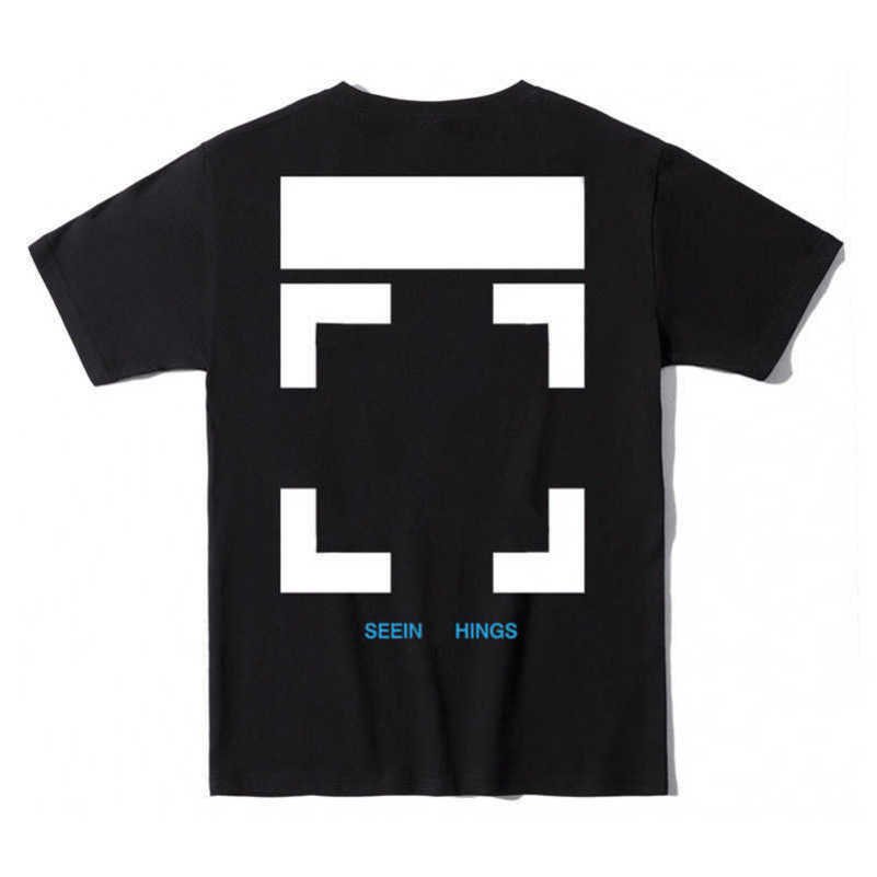 

Designers Summer t Shirts Offs Men' Brand Fashion Oil Painting Robot Back Print Arrows Loose Tops Casual Women T-shirts Luxury Street Black, 24