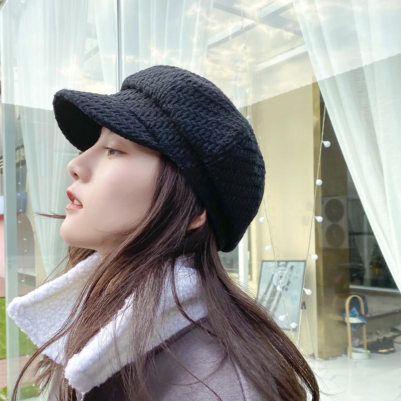 

Berets Women Octagonal Hat Autumn Winter Fleece Wool Beret For Girls Boy Casual Sboy Female Cap Keep WarmBerets, Black